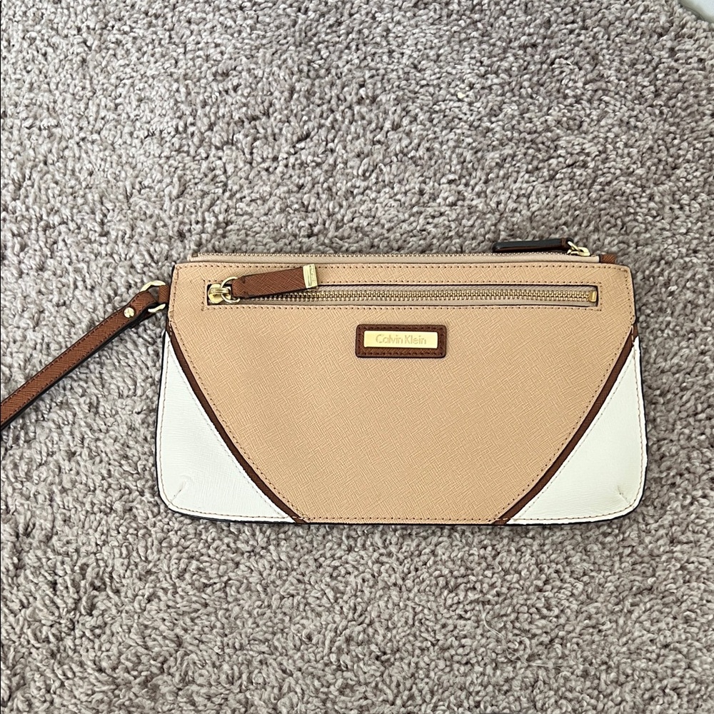 Calvin Klein Brown and Tan Wristlet